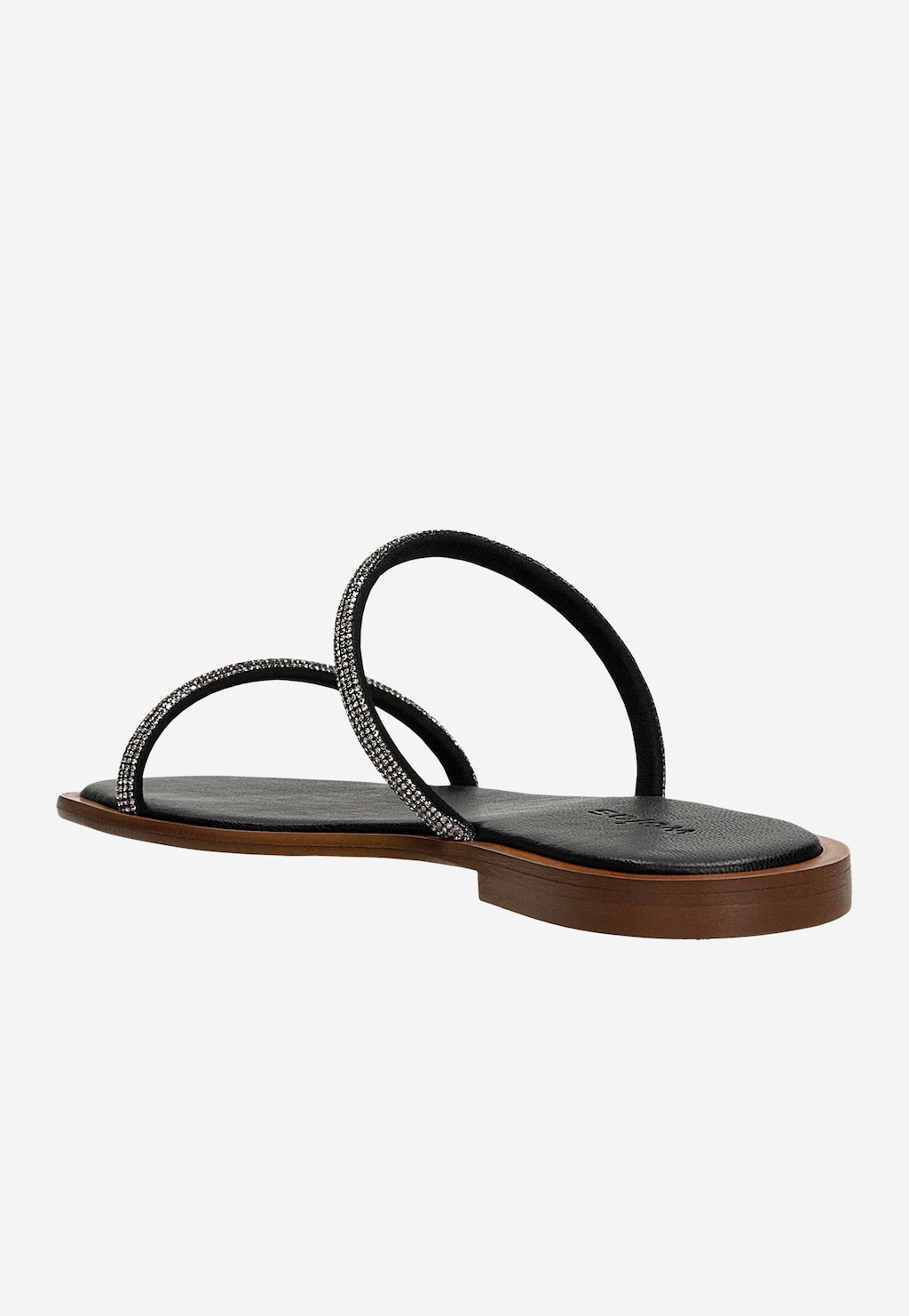 Czarne płaskie klapki zdobione kryształkami 74130-11 Widok 4