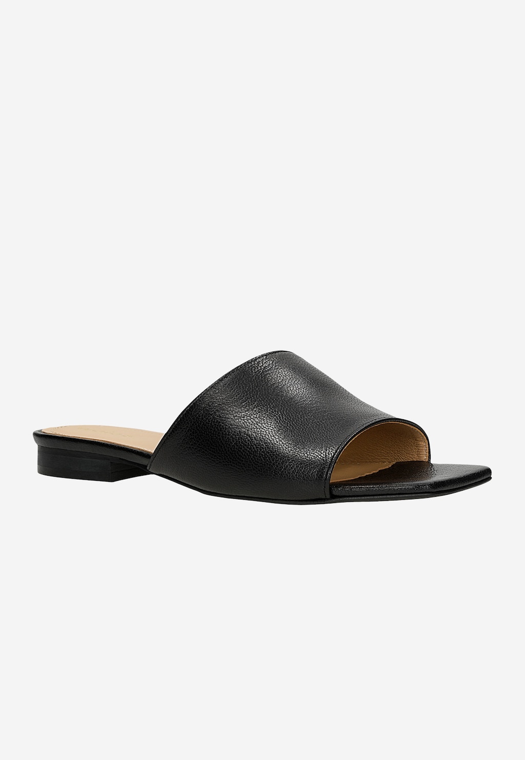 Czarne klasyczne klapki damskie ze skóry licowej 74150-51 Widok 3