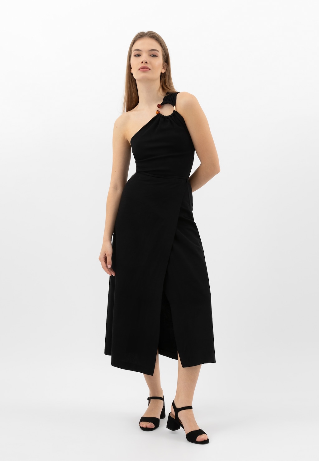 Czarne sandały na niskim obcasie 76229-61 Widok 9