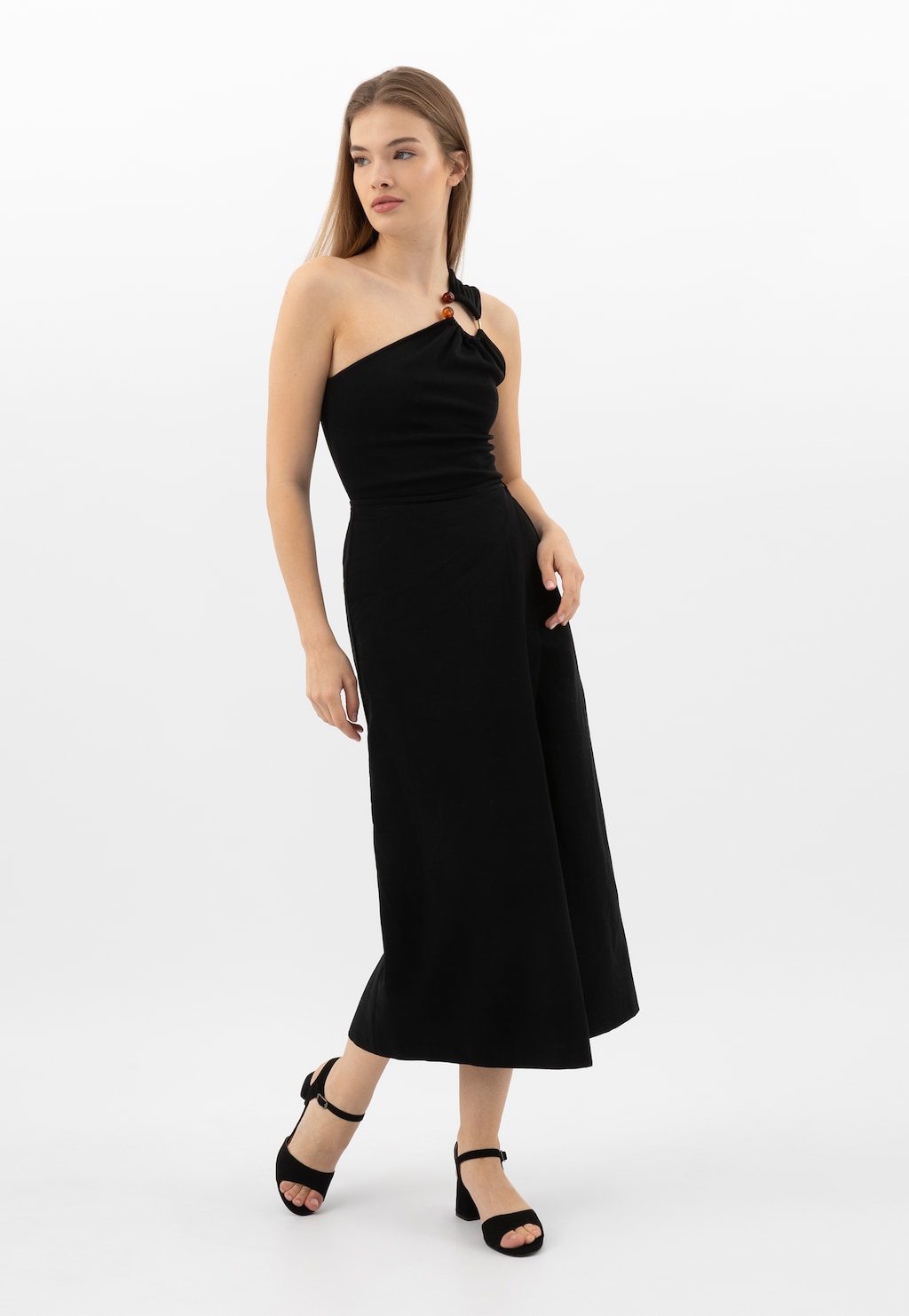 Czarne sandały na niskim obcasie 76229-61 Widok 10