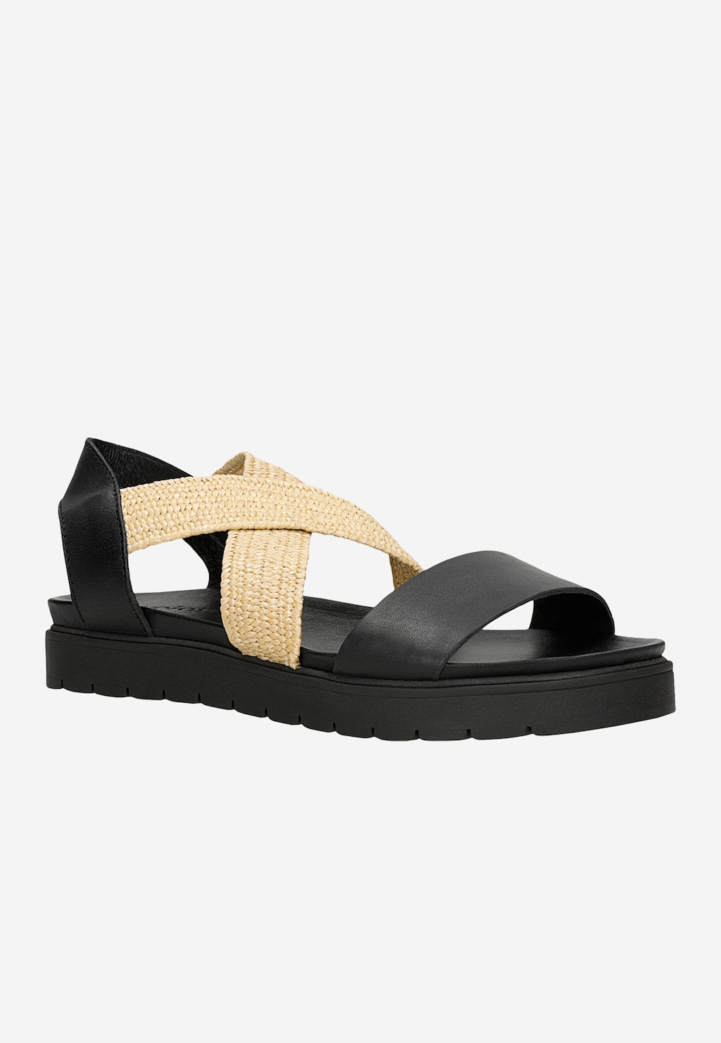 Černé masivní sandály s elastickým látkový páskem 76238-81 Widok 3