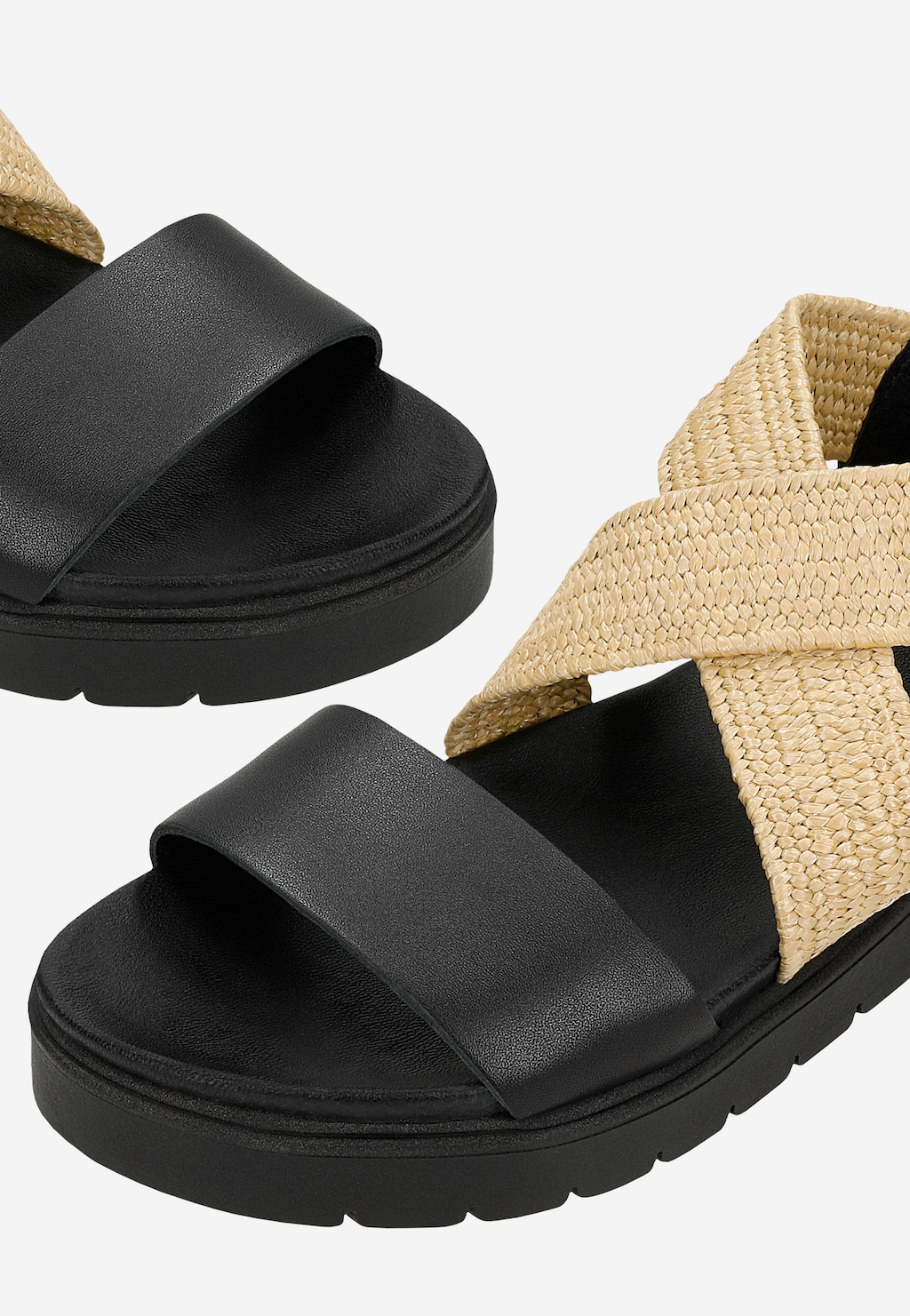 Černé masivní sandály s elastickým látkový páskem 76238-81 Widok 7