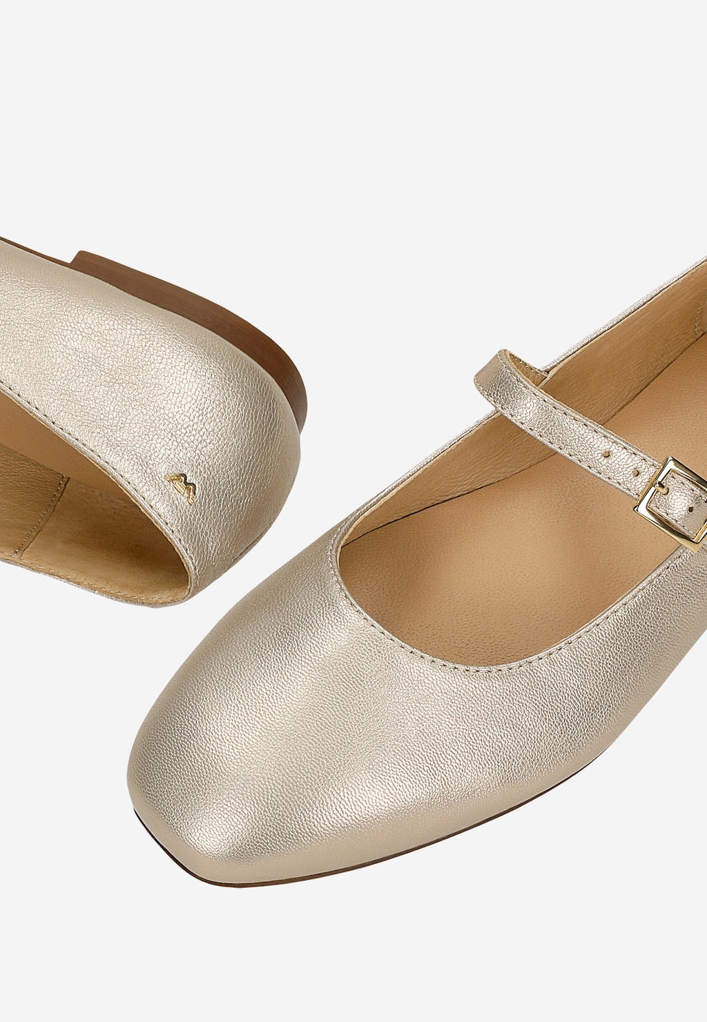 Zlaté kožené baleríny Mary Jane 44055-58 Widok 7
