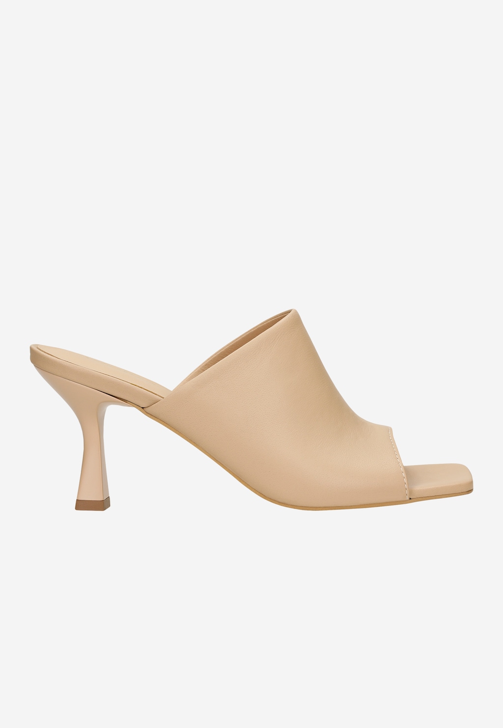 Béžové kožené šľapky na podpätku 74120-54 Widok 2