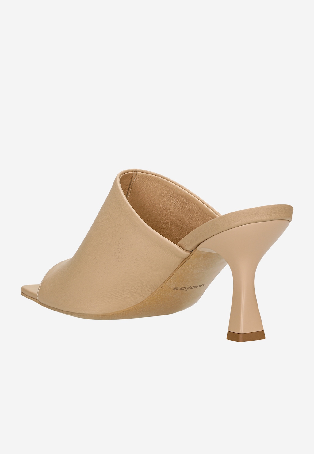 Béžové kožené šľapky na podpätku 74120-54 Widok 4