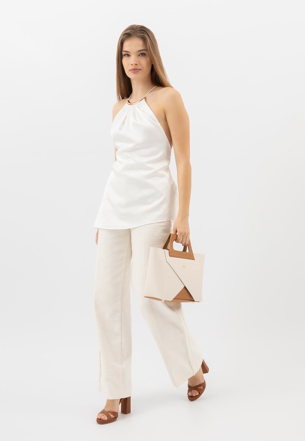 Hnědé dámské sandály na vysokém sloupku 76220-53 Widok 1