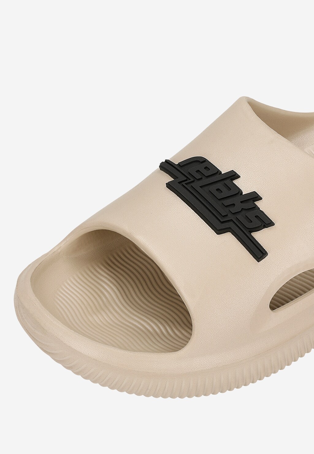 Beżowe gumowe klapki męskie RELAKS z czarnym logo R32007-14 Widok 6