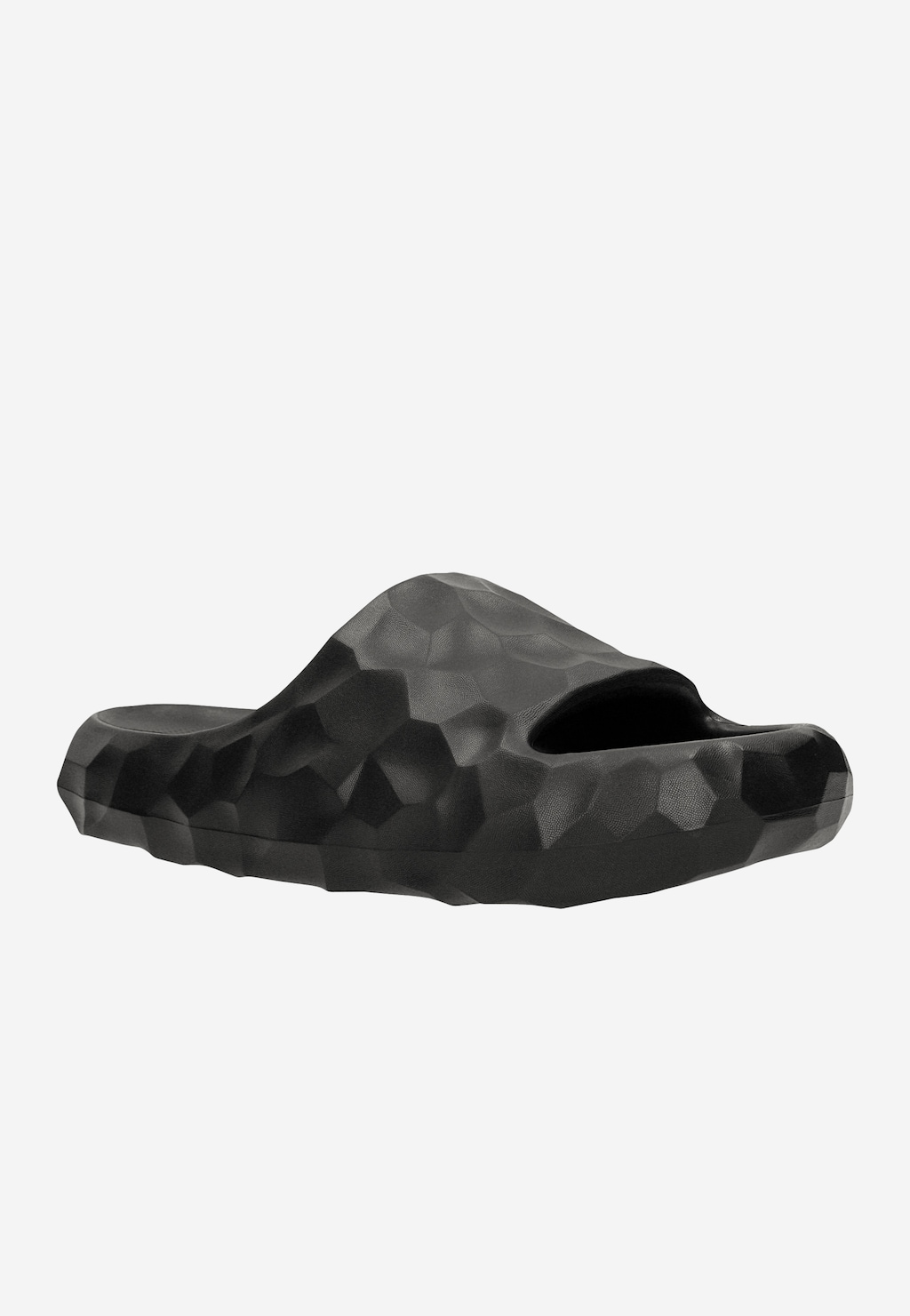 Czarne klapki RELAKS z rzeźbioną fakturą i grubą podeszwą R34007-11 Widok 2