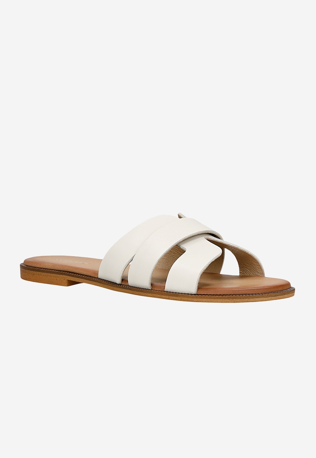 Béžové dámské pantofle z lícové kůže 74141-54 Widok 3