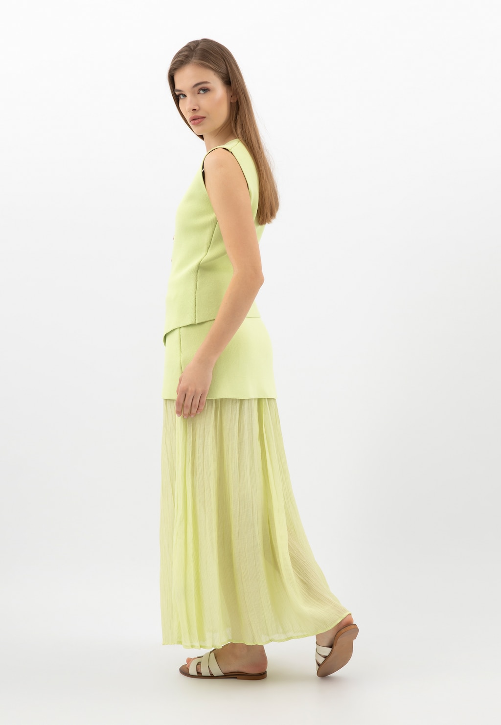 Béžové dámské pantofle z lícové kůže 74141-54 Widok 10