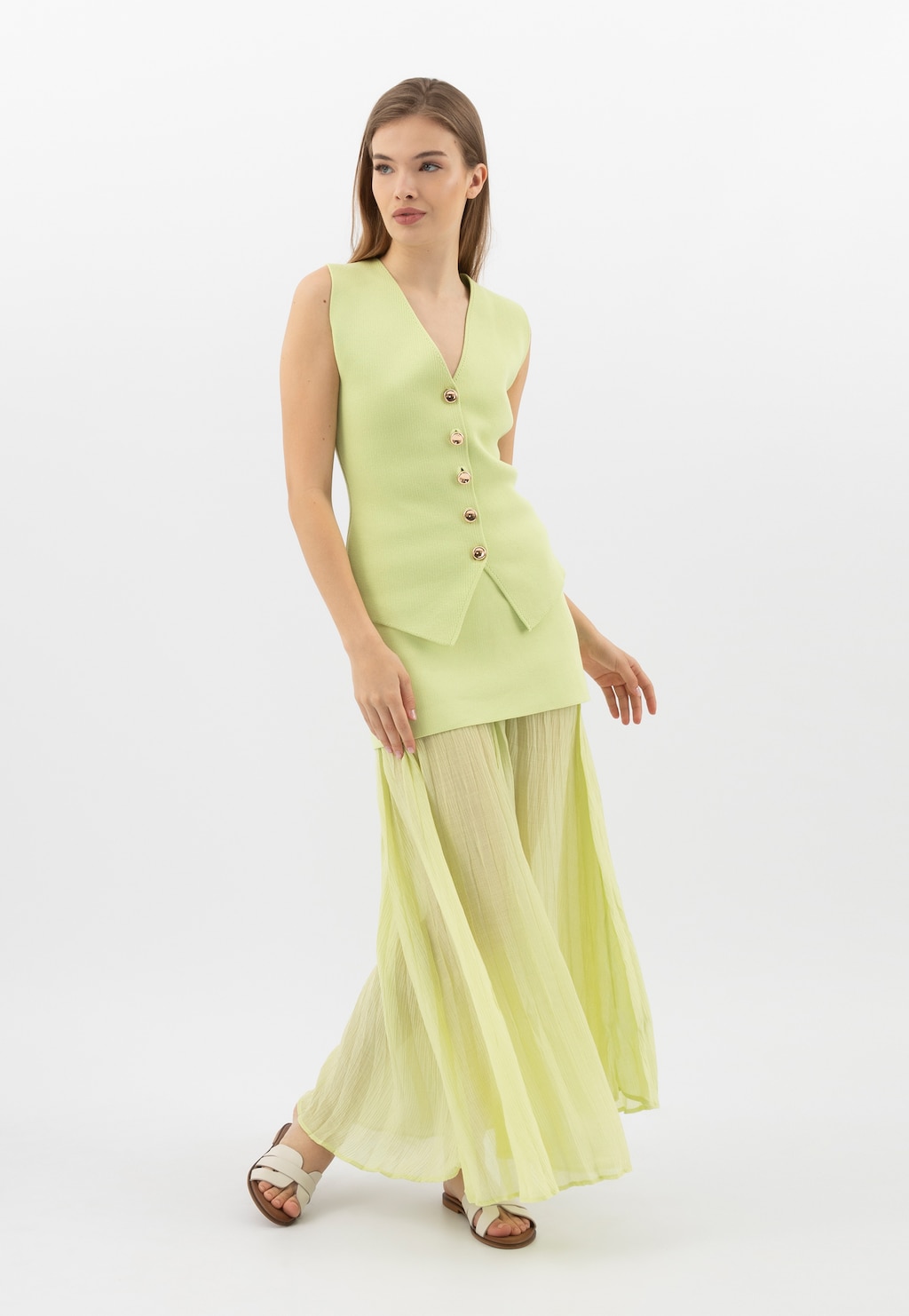 Béžové dámské pantofle z lícové kůže 74141-54 Widok 1