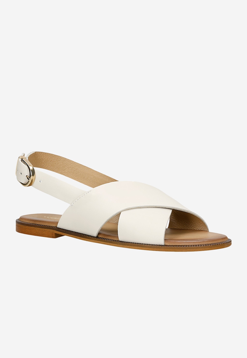 Béžové kožené sandály z lícové kůže 76071-54 Widok 3