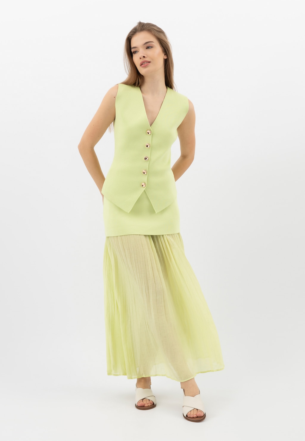 Béžové kožené sandály z lícové kůže 76071-54 Widok 9