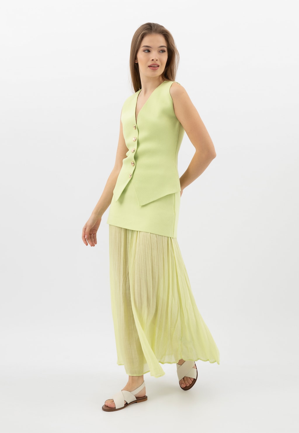 Béžové kožené sandály z lícové kůže 76071-54 Widok 10