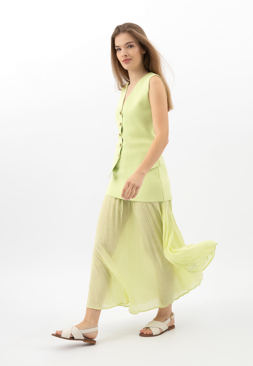 Béžové kožené sandály z lícové kůže 76071-54 Widok 1