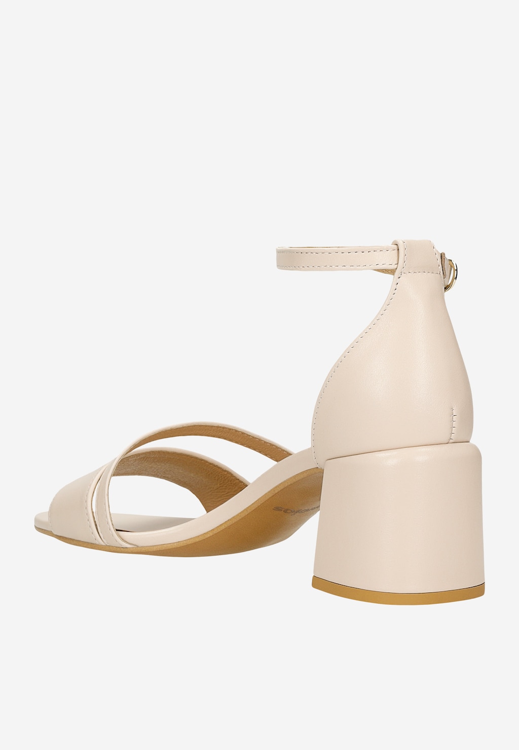 Béžové kožené sandále na hrubom opätku 76230-54 Widok 4