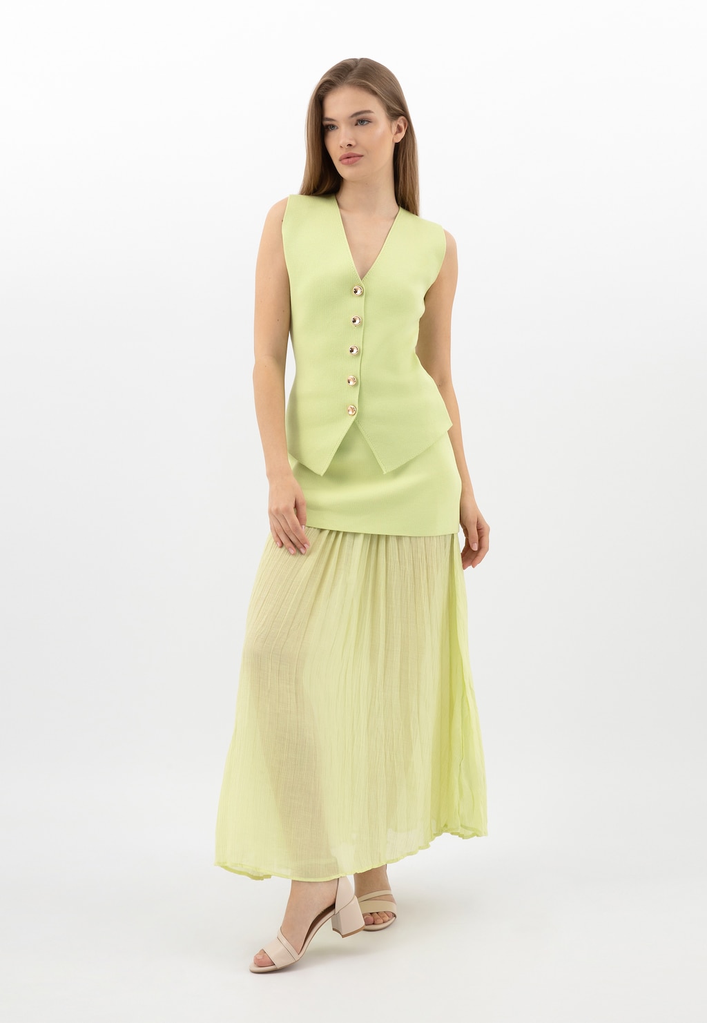 Béžové kožené sandále na hrubom opätku 76230-54 Widok 10