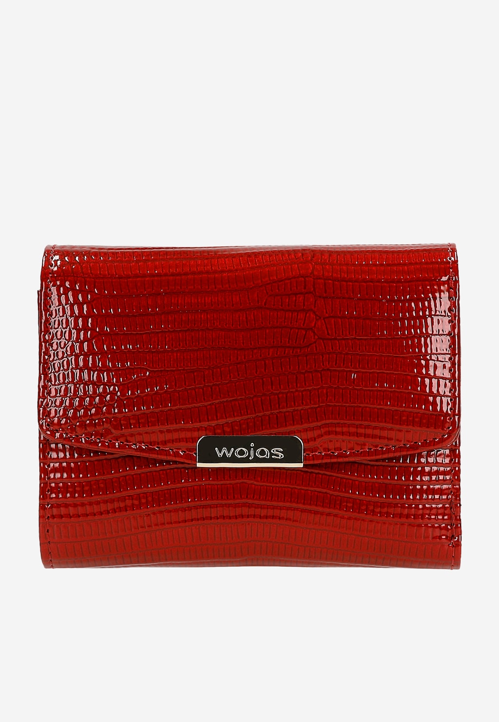 Mały lakierowany czerwony portfel damski z metalicznym połyskiem 91105-35 Widok 2