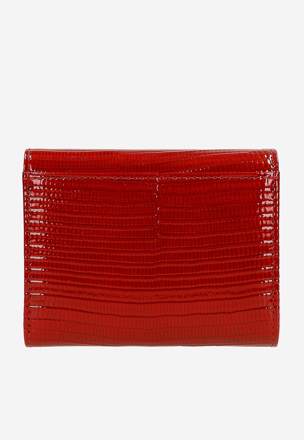 Mały lakierowany czerwony portfel damski z metalicznym połyskiem 91105-35 Widok 4