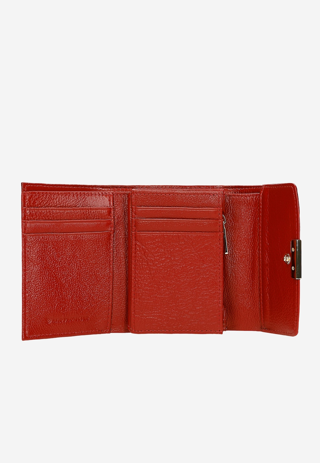 Mały lakierowany czerwony portfel damski z metalicznym połyskiem 91105-35 Widok 5