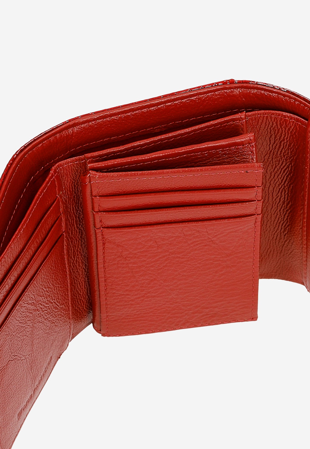 Mały lakierowany czerwony portfel damski z metalicznym połyskiem 91105-35 Widok 7