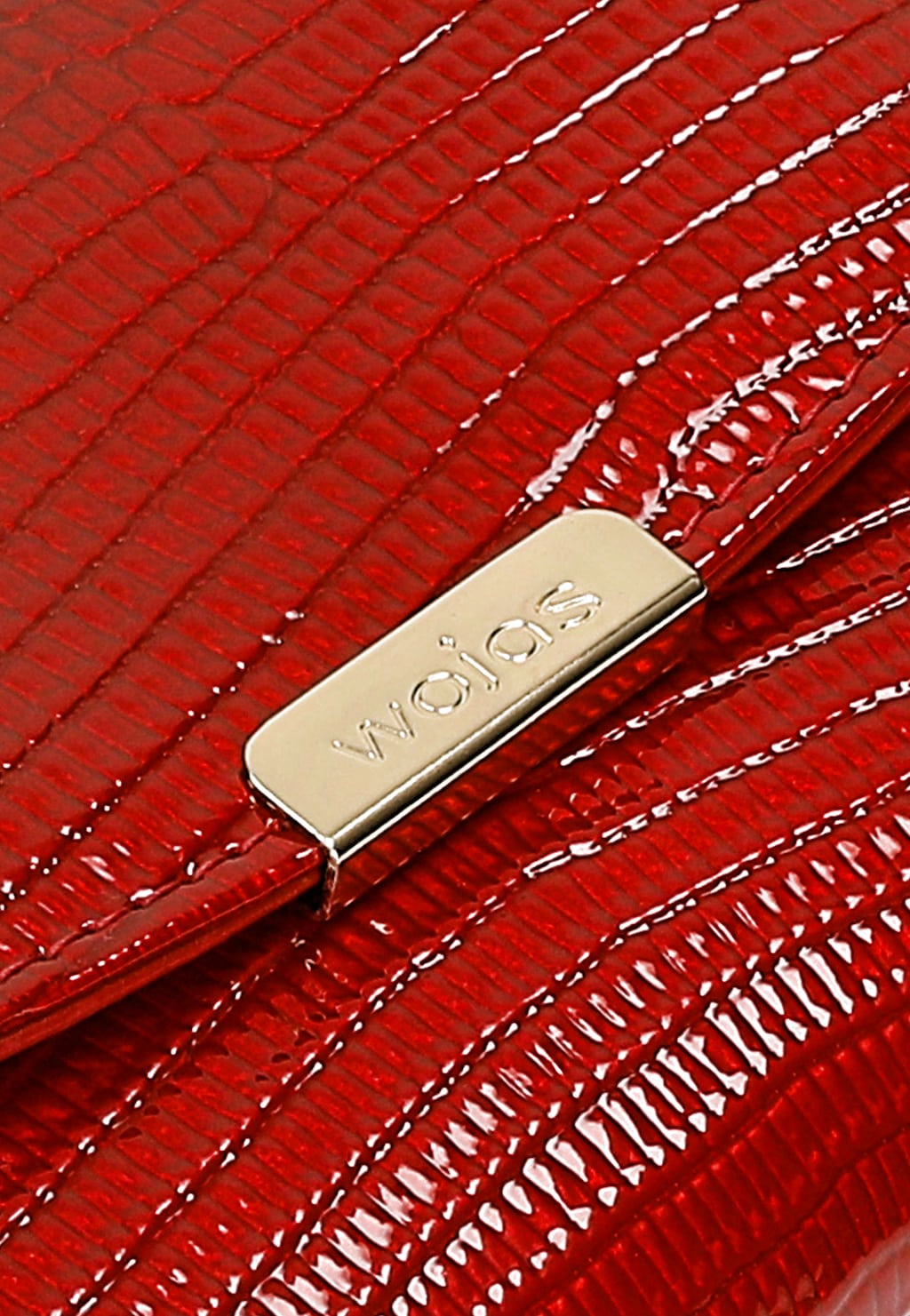 Mały lakierowany czerwony portfel damski z metalicznym połyskiem 91105-35 Widok 8