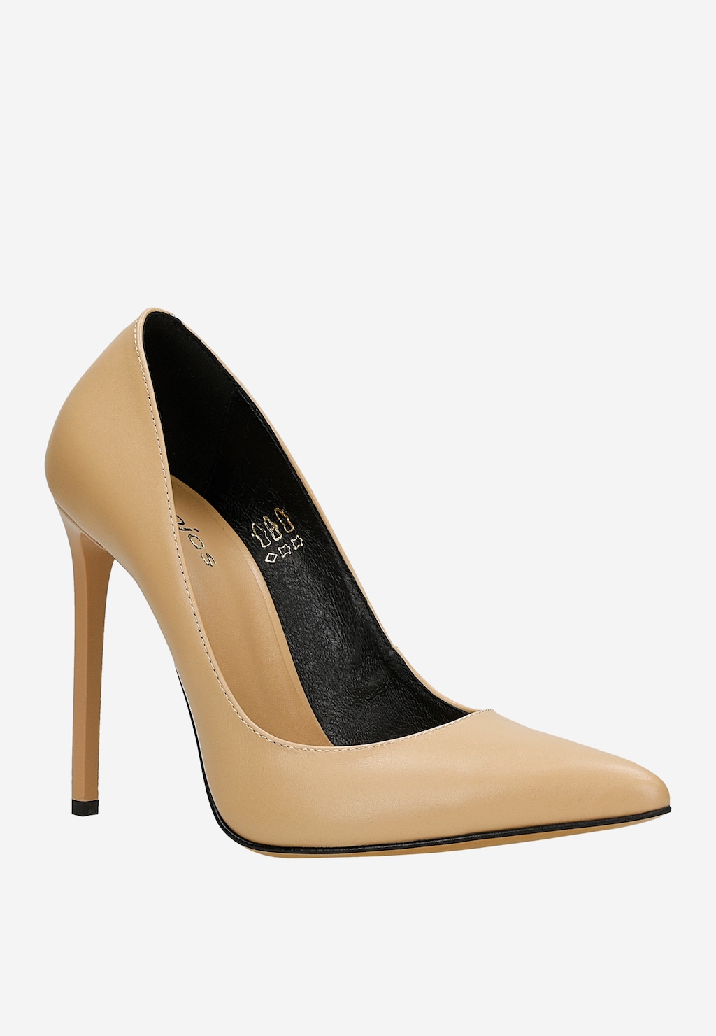 Vysoké kožené podpätky s čiernymi kontrastnými vložkami 35053-50 Widok 3