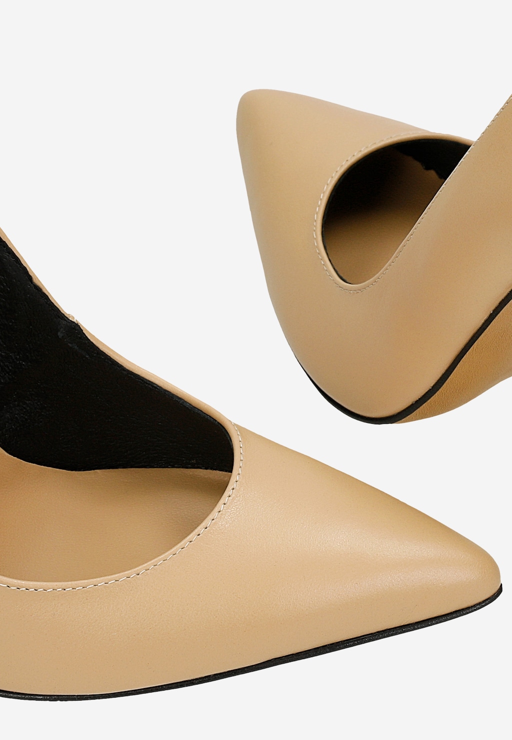 Vysoké kožené podpätky s čiernymi kontrastnými vložkami 35053-50 Widok 7