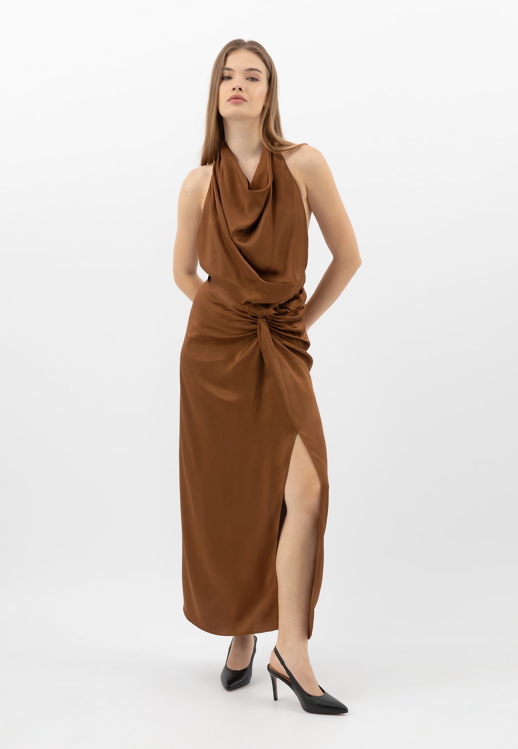 Černé dámské lodičky na vysokém podpatku s otevřenou patou 35165-51 Widok 10