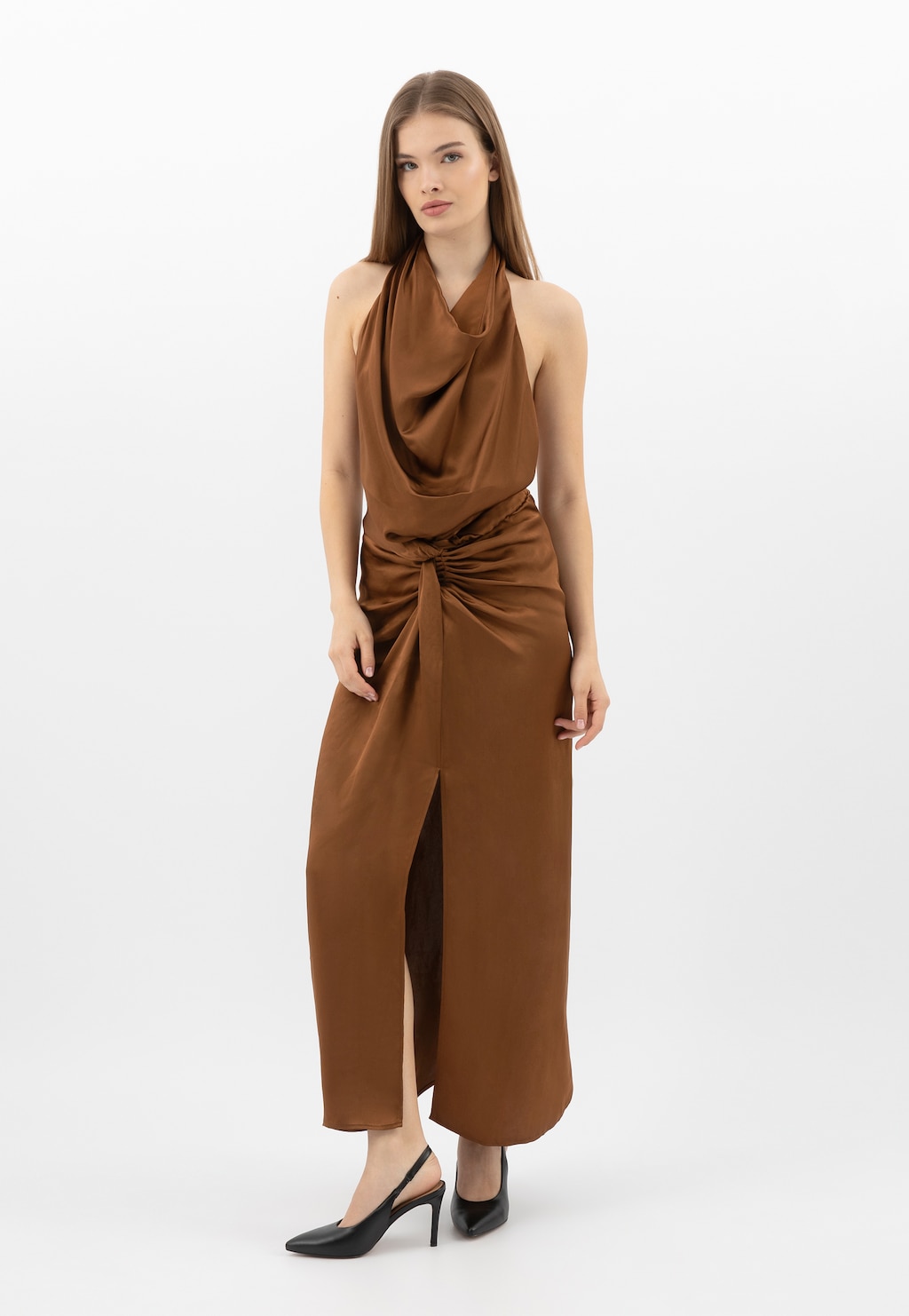 Černé dámské lodičky na vysokém podpatku s otevřenou patou 35165-51 Widok 1