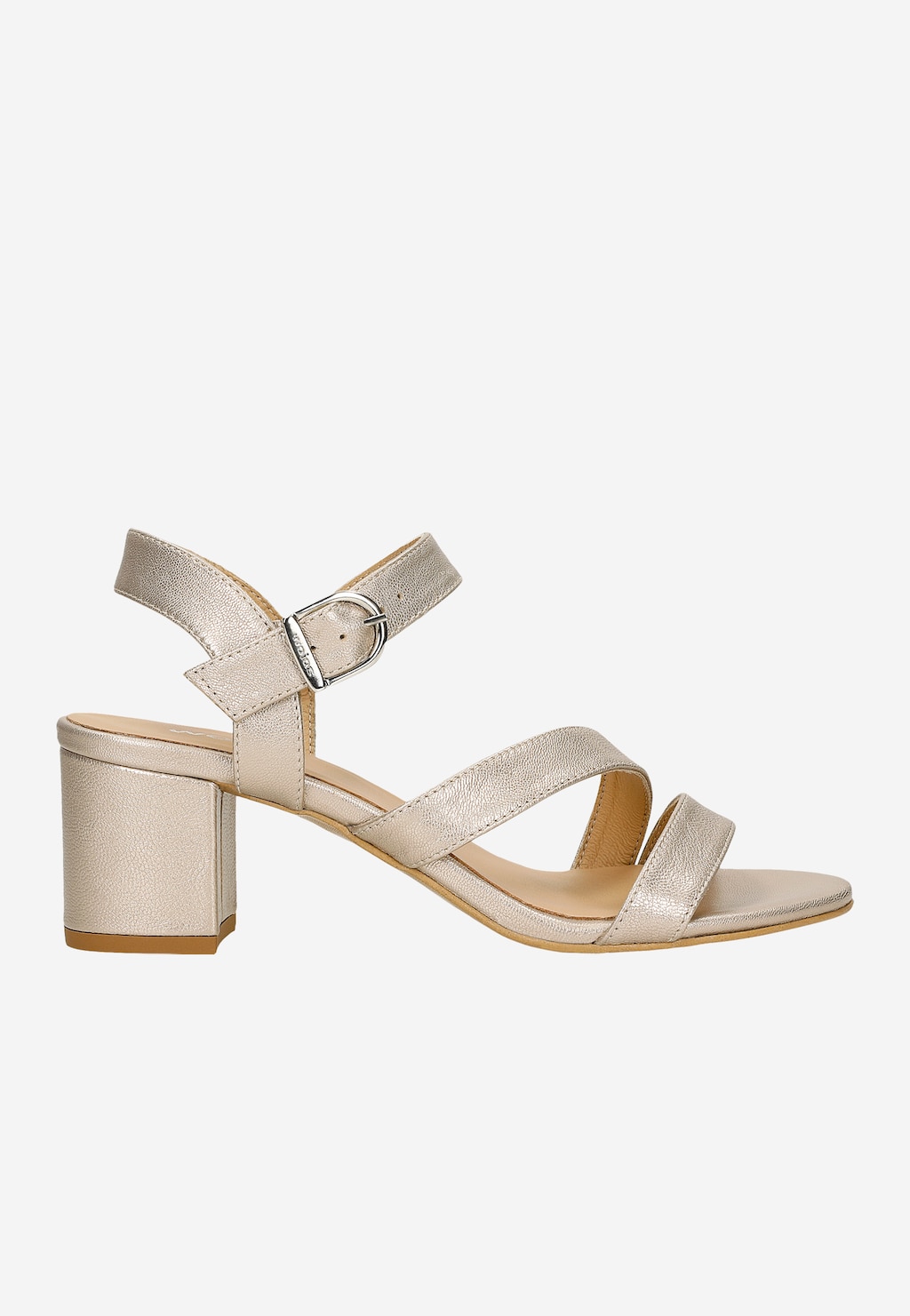 Zlaté kožené dámské sandály na podpatku 76205-68 Widok 2