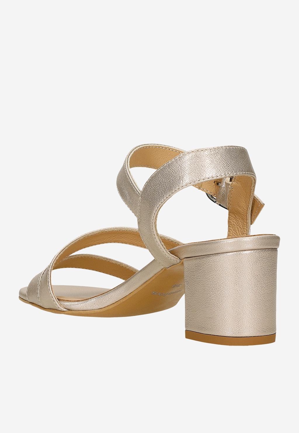 Zlaté kožené dámské sandály na podpatku 76205-68 Widok 4
