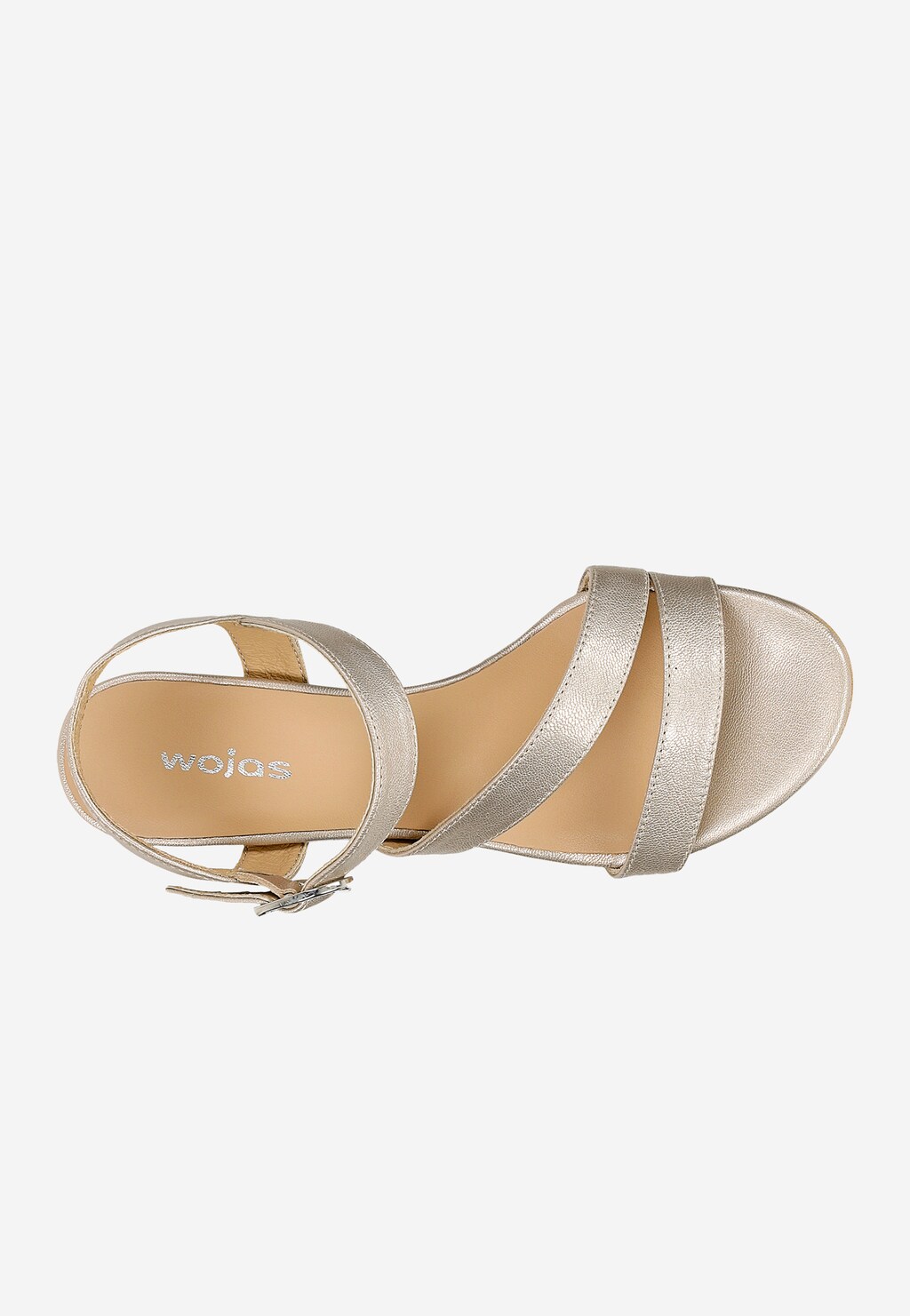 Zlaté kožené dámské sandály na podpatku 76205-68 Widok 5