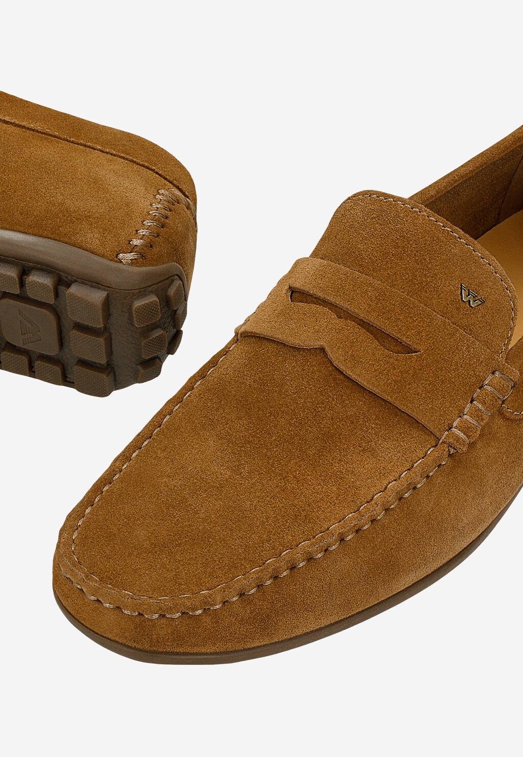 Jasnobrązowe półbuty męskie typu mokasyny 10116-64 Widok 7