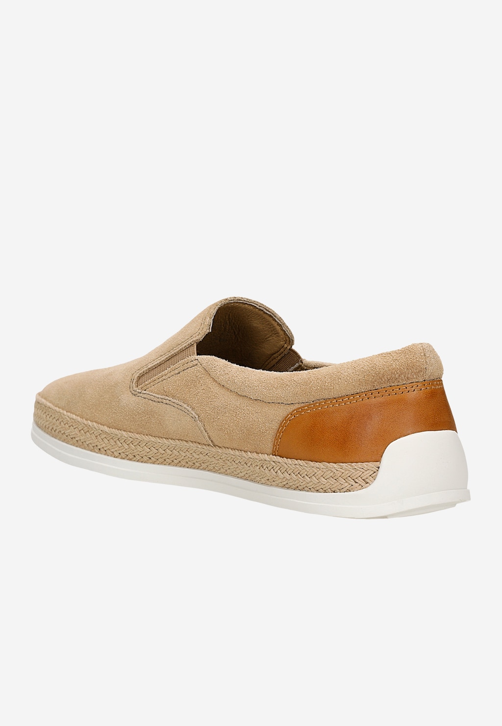Beżowe wsuwane półbuty męskie ze skórzaną wstawką 10258-74 Widok 4