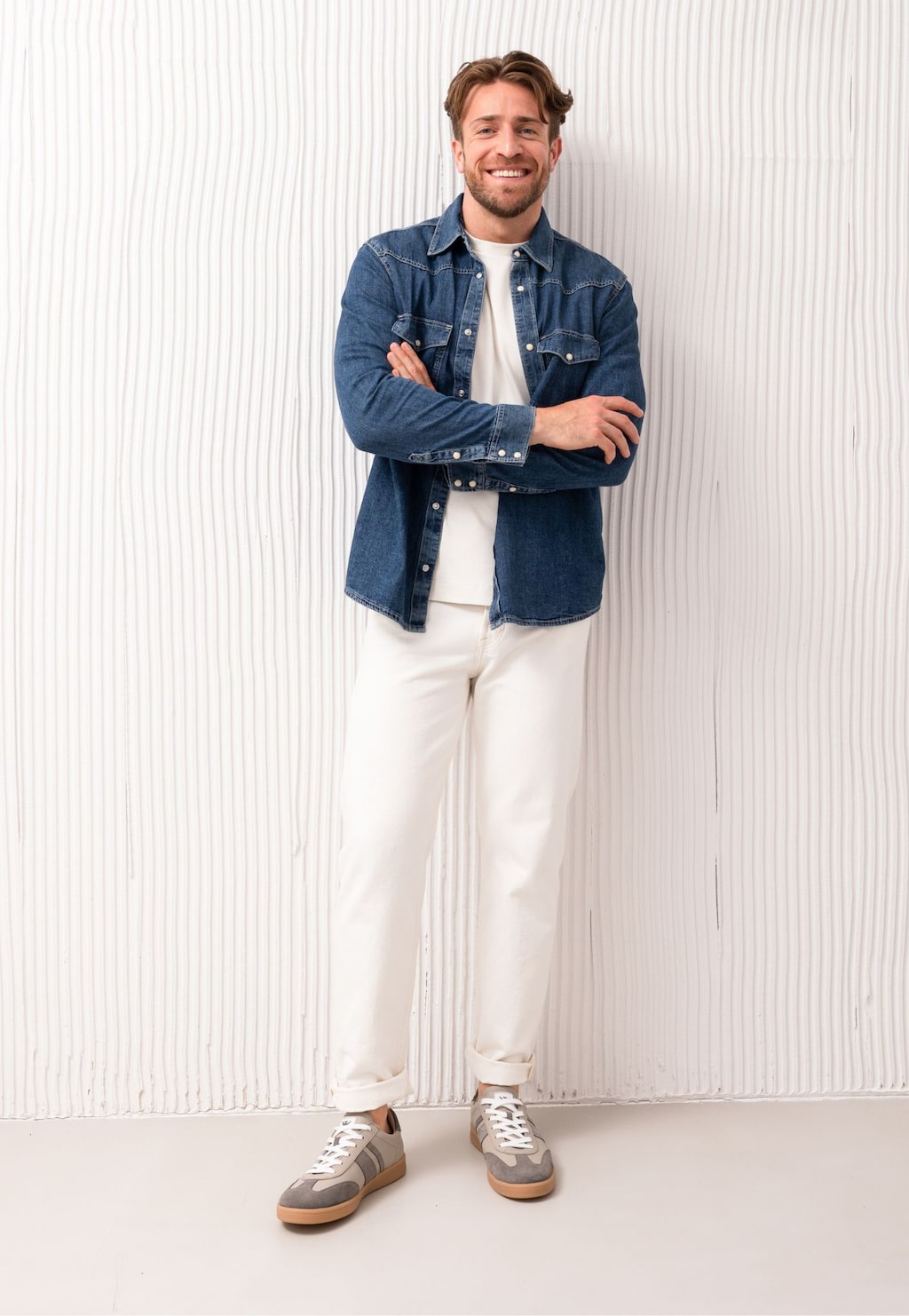 Šedé pánské tenisky z pravé kůže 10234-70 Widok 1