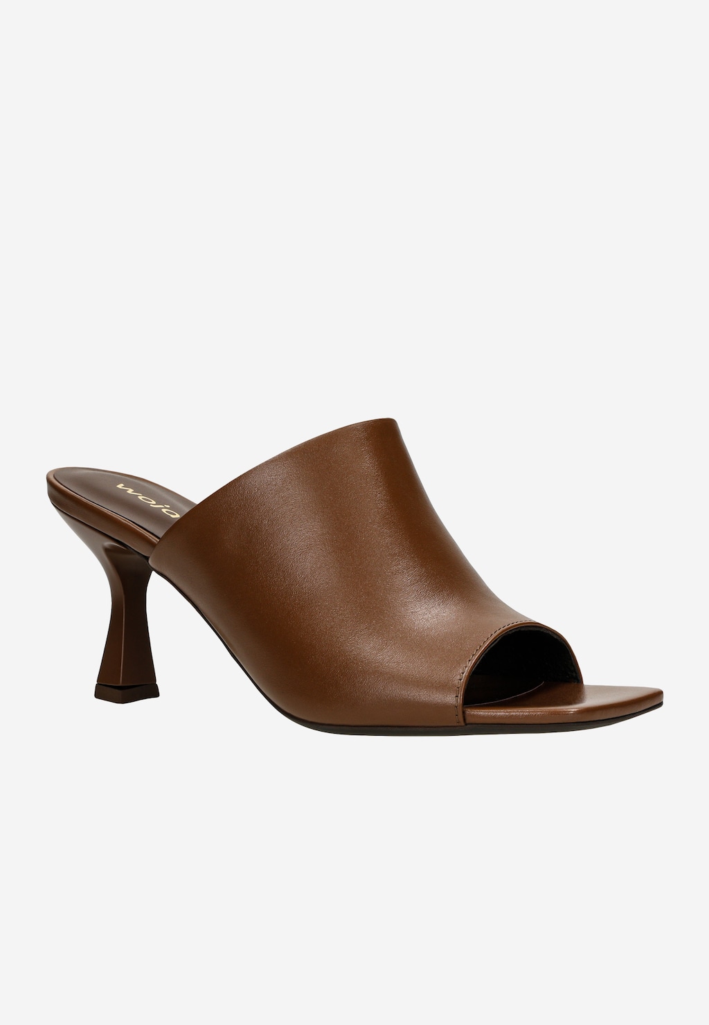 Hnedé dámske kožené šľapky na podpätku 74120-52 Widok 3