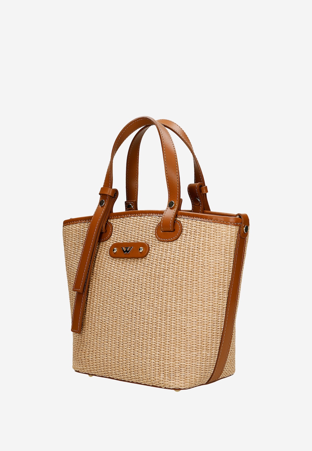 Béžová pletená dámská kabelka s koženými vložkami 80339-83 Widok 3