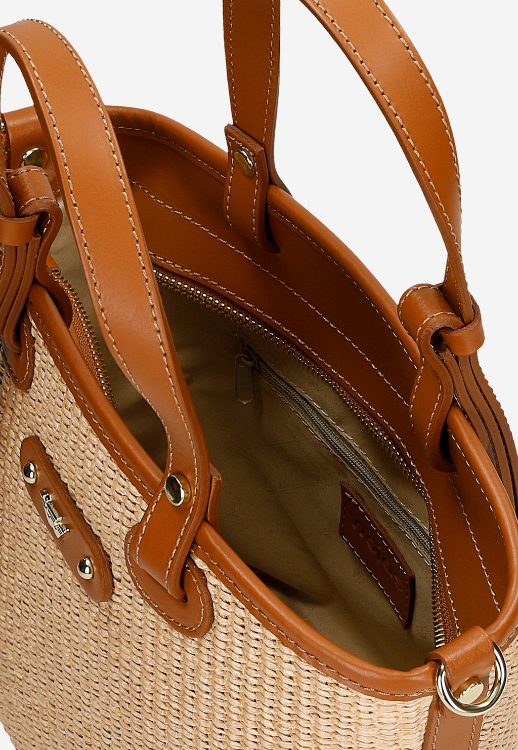 Béžová pletená dámská kabelka s koženými vložkami 80339-83 Widok 6