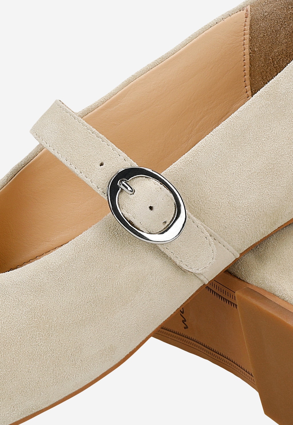 Béžové baleríny Mary Jane ze semiškové štípené kůže 44058-64 Widok 7