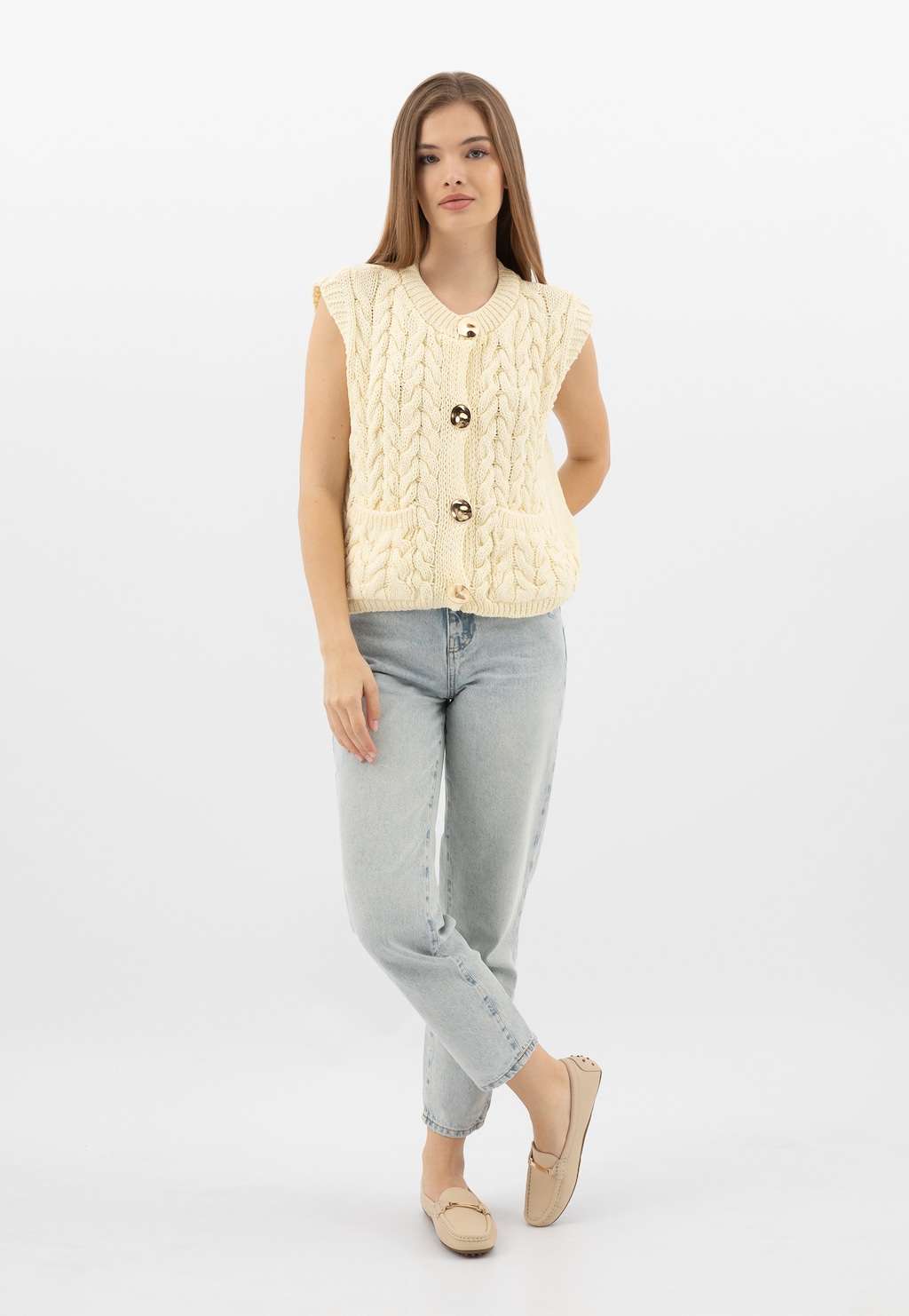 Béžové dámske mokasíny na podrážke typu driver 46210-54 Widok 9