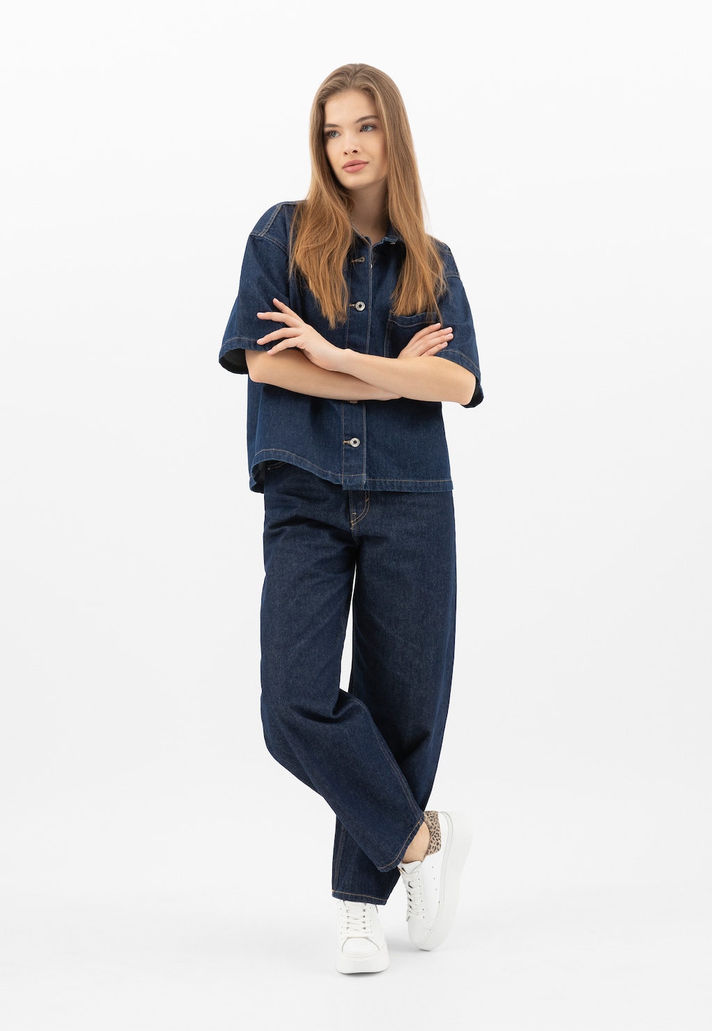 Biele tenisky s leopardím vložkom 46285-79 Widok 9