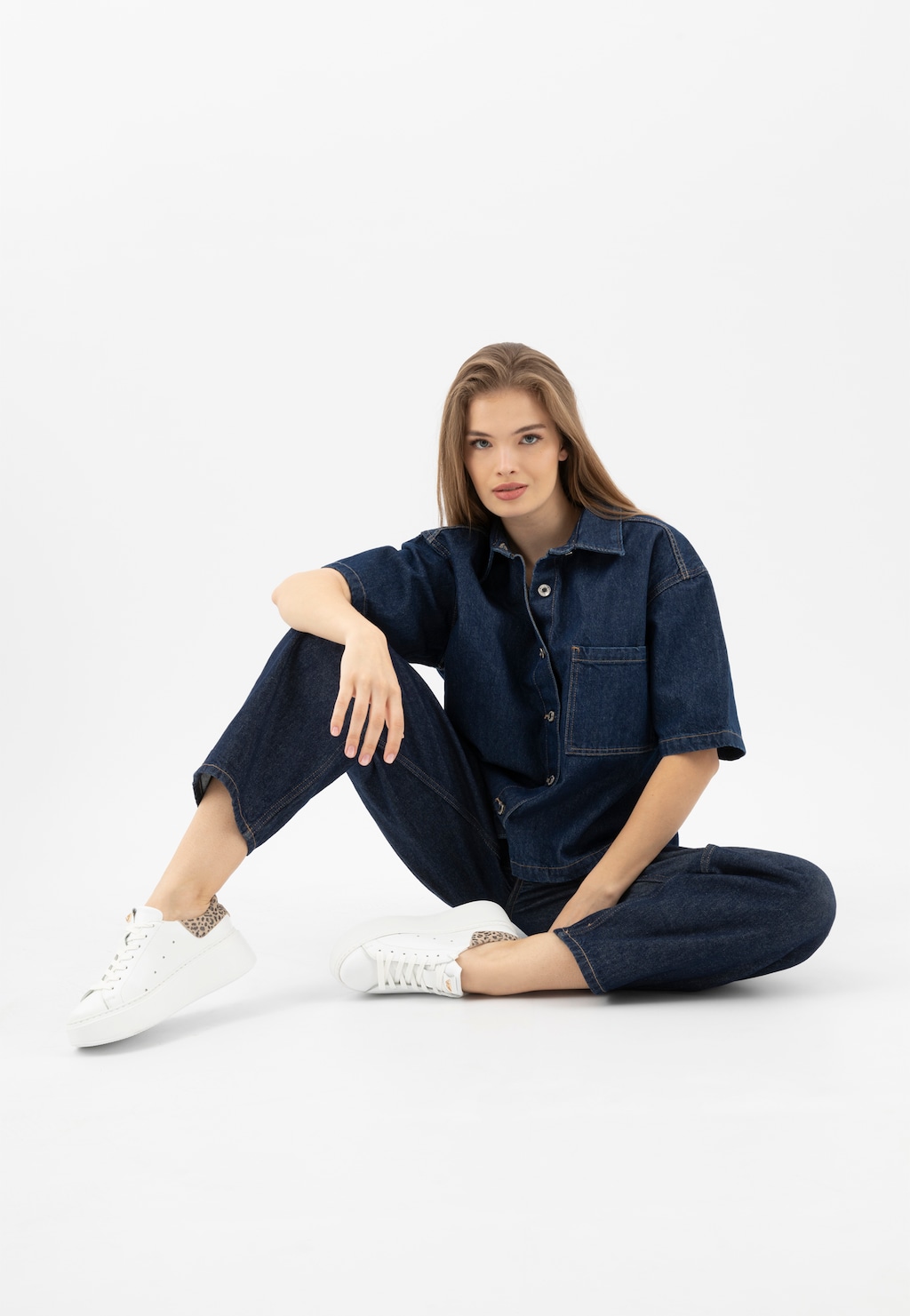 Biele tenisky s leopardím vložkom 46285-79 Widok 1