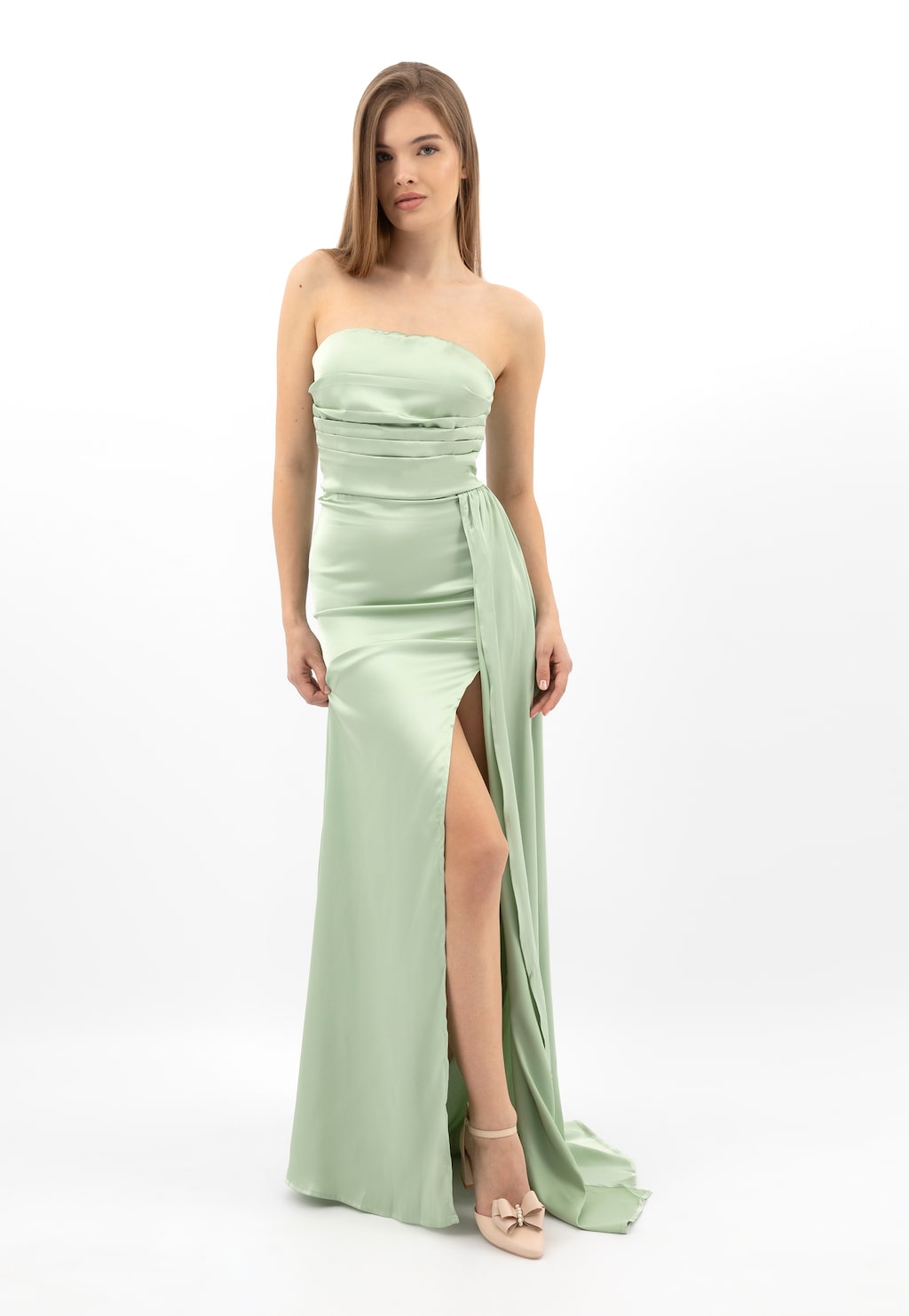 Béžové odnímatelné mašle na boty s perličkami 98540-14 Widok 5