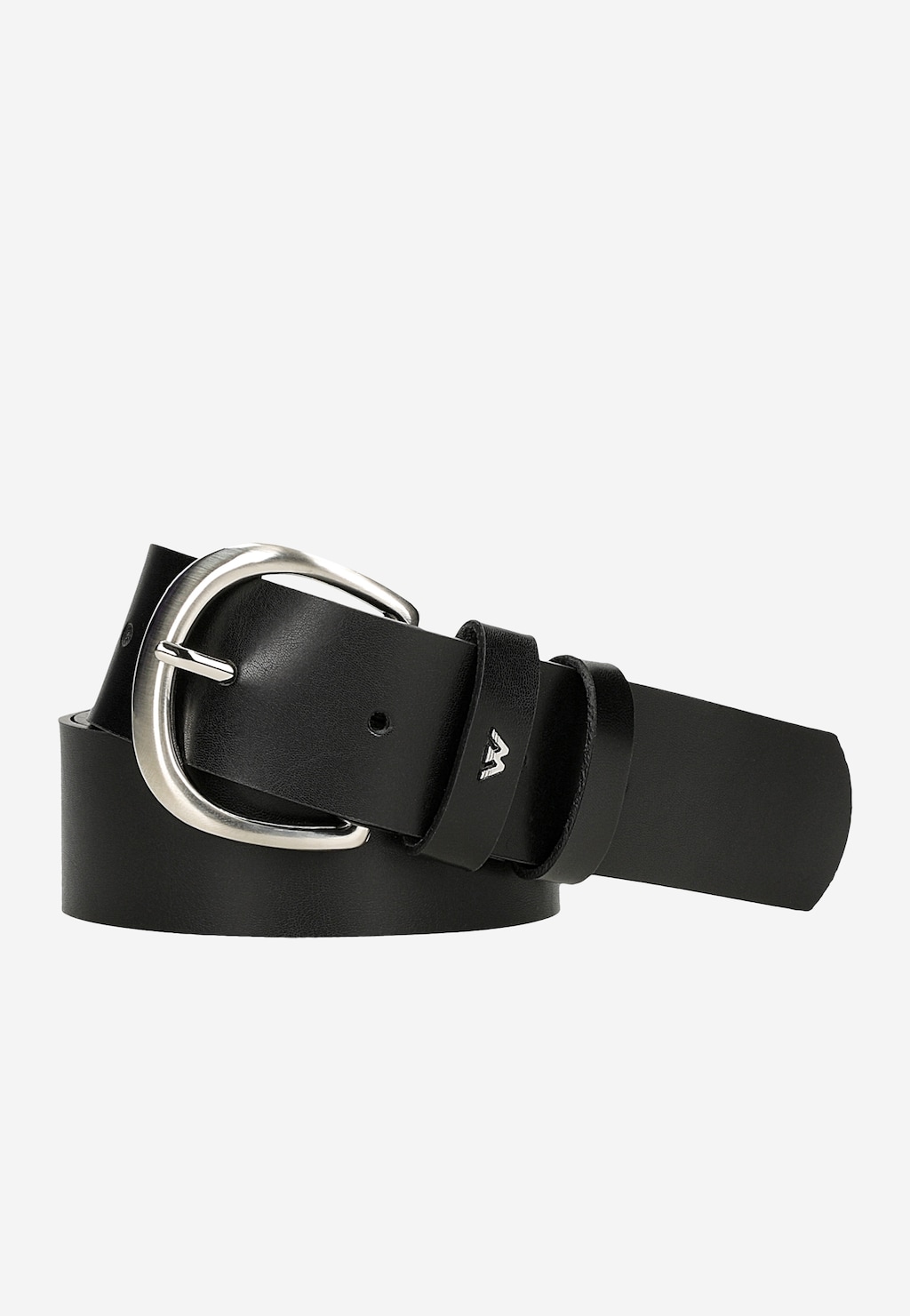 Čierny dámsky kožený opasok so striebornou prackou 93088-51 Widok 2