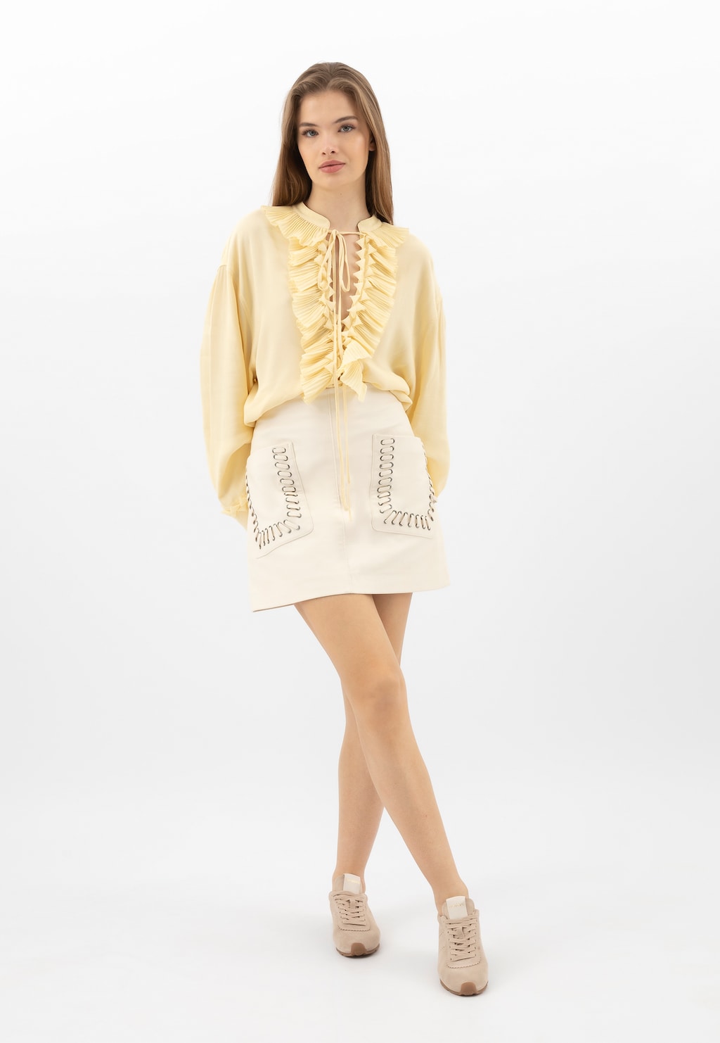 Béžové tenisky na tenké podrážce 46339-64 Widok 9