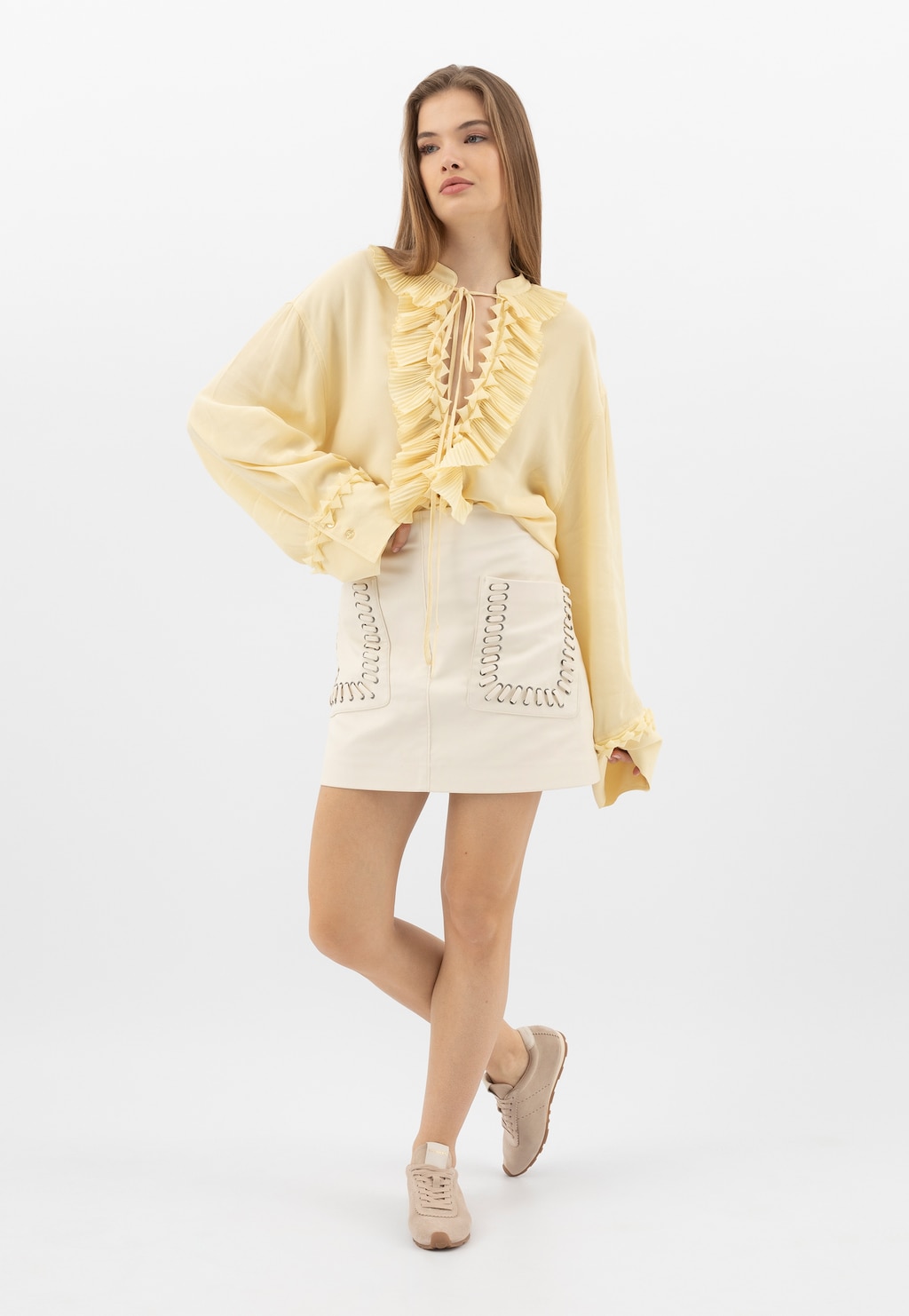 Béžové tenisky na tenké podrážce 46339-64 Widok 10