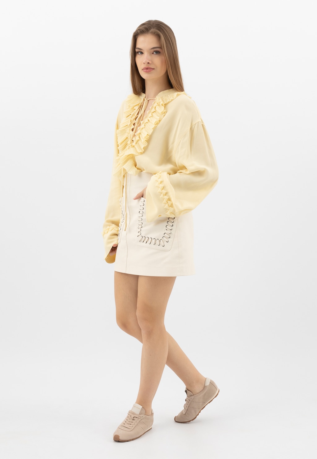 Béžové tenisky na tenké podrážce 46339-64 Widok 1