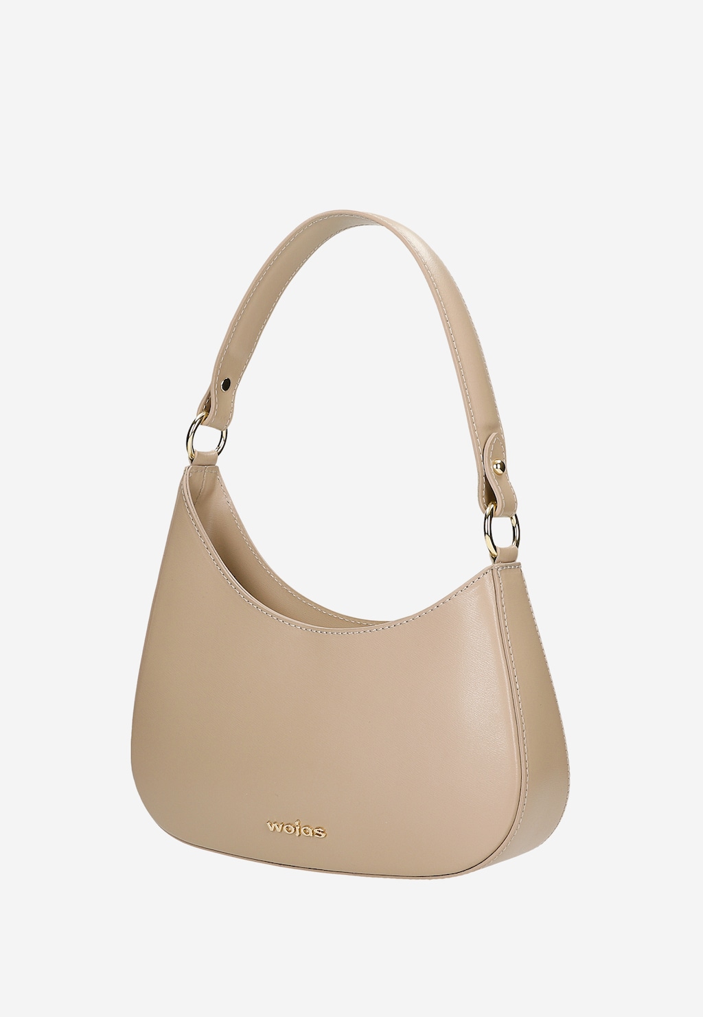 Béžová kožená kabelka typu bageta s asymetrickým tvarom 80411-54 Widok 3