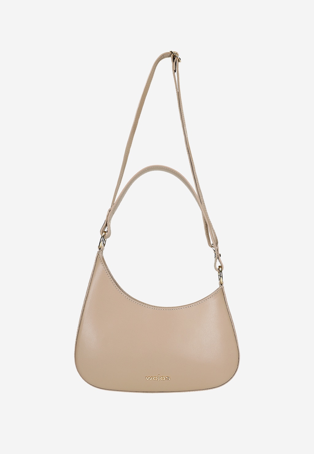 Béžová kožená kabelka typu bageta s asymetrickým tvarom 80411-54 Widok 5